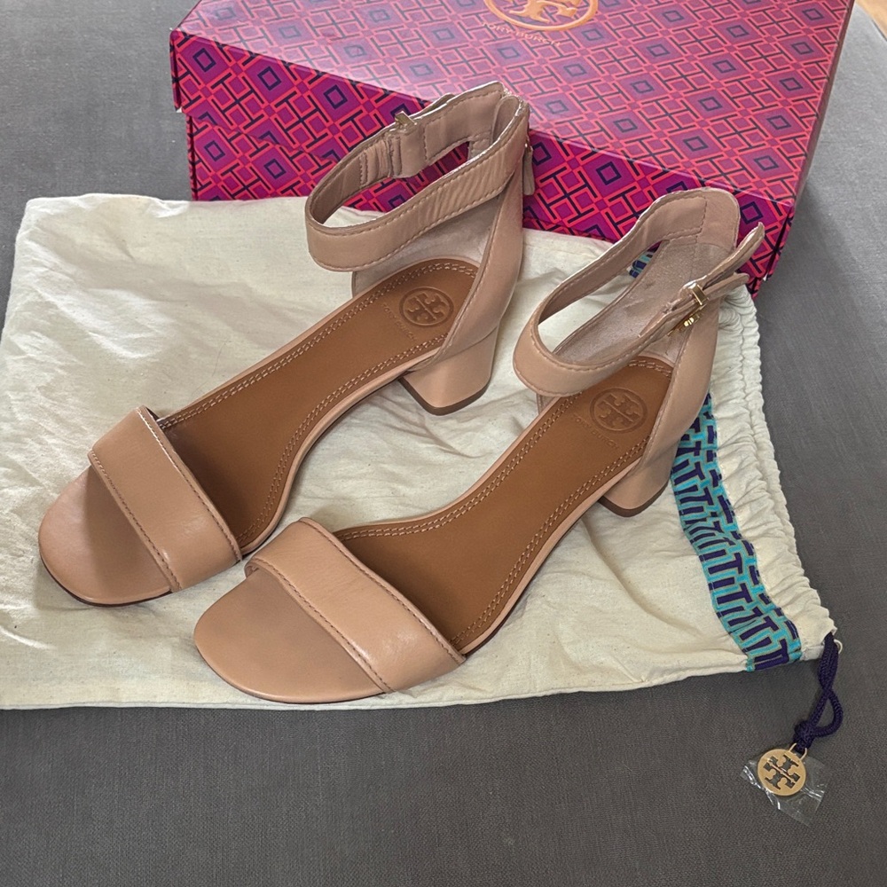 Tory Burch Tan Ankle Strap Heels